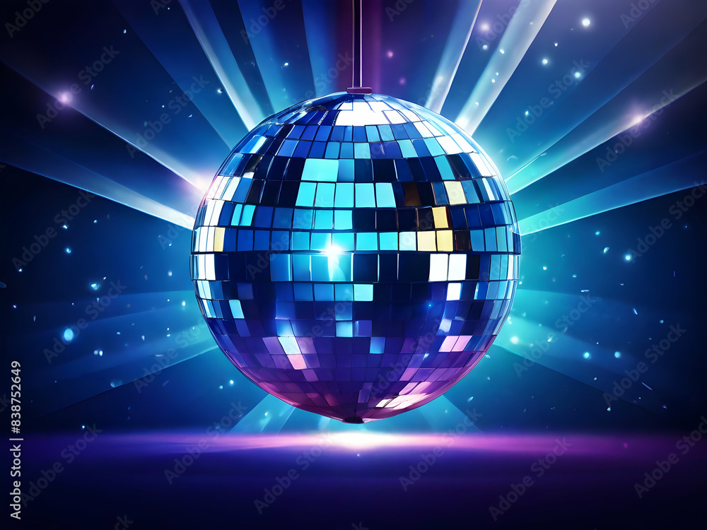 Obraz premium disco ball with disco lights shiny, night, shine, glitter, decoration, celebration, glass, retro, circle, nightlife, Ai generated 