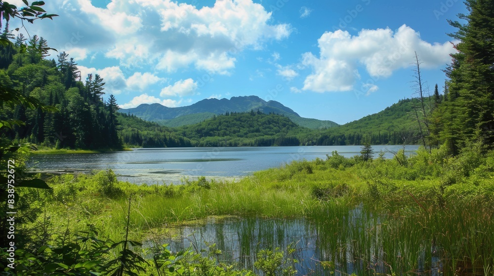 Fototapeta premium A breathtaking view of a tranquil lake surrounded mountains