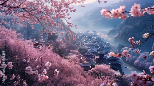 Cherry blossoms on Mount Yoshino photo