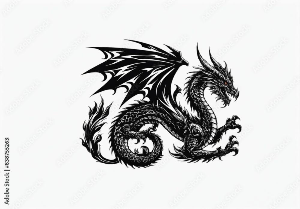 Fototapeta premium Dragon Vector Transparent and PNG Cutout Clipart for Legendary Designs: Majestic Myth