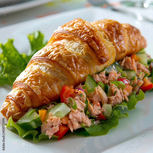 croissant sandwich with tuna salad
