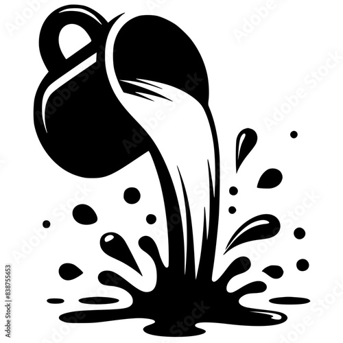 Silhouette of fresh milk spilling in a glass