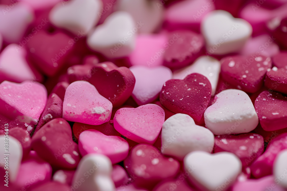 Assortment of Pink and White Sugar Heart Candies