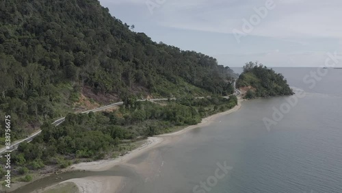 Establish aerial view of the beauty of Manjuto beach tourism in the pesisir selatan district, West Sumatra. d-log raw stock video photo