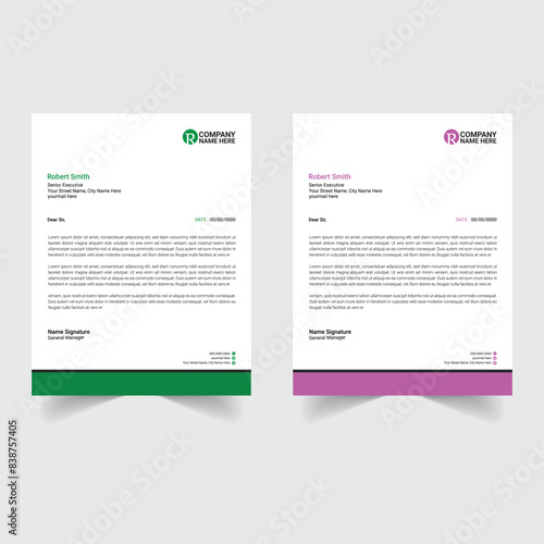 Professional business letterhead design for corporate company. Creative letterhead vector design. Letter head stationery and two color scheme layout design.