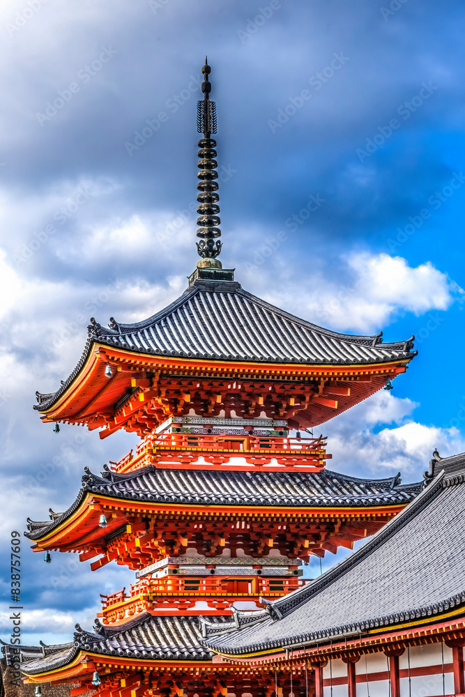 Colorful Red Sanjunoto Pagoda Kiyomizu Buddhist Temple Kyoto Japan Colorful Red Sanjunoto Pagoda Kiyomizu Buddhist Temple Kyoto Japan
