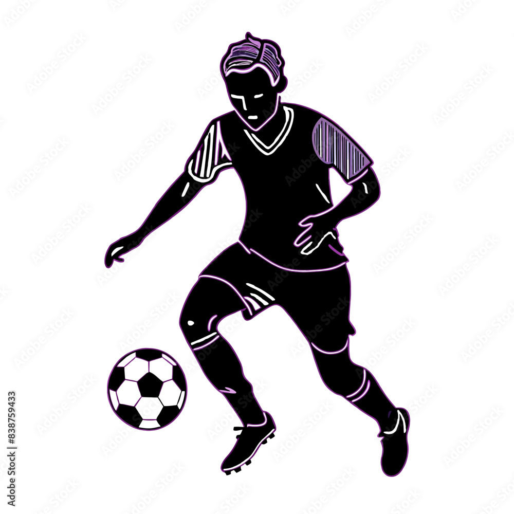 Black silhouette soccer player Black silhouette soccer player