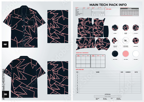 Men's Graphic Shirt Print Button Up Short Sleeve template with pattern