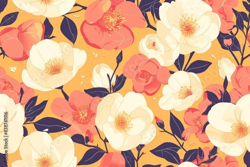 An exquisite seamless blossom illustration pattern for your creative design