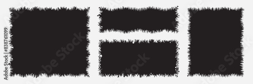 Torn paper with rough edge. Paper rectangle shapes with jagged border. Grunge strip background. Vector silhouettes isolated set. 11:11