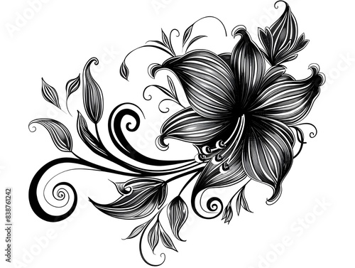 black and white floral background