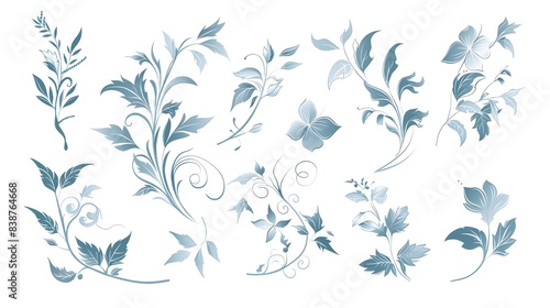 set of floral elements