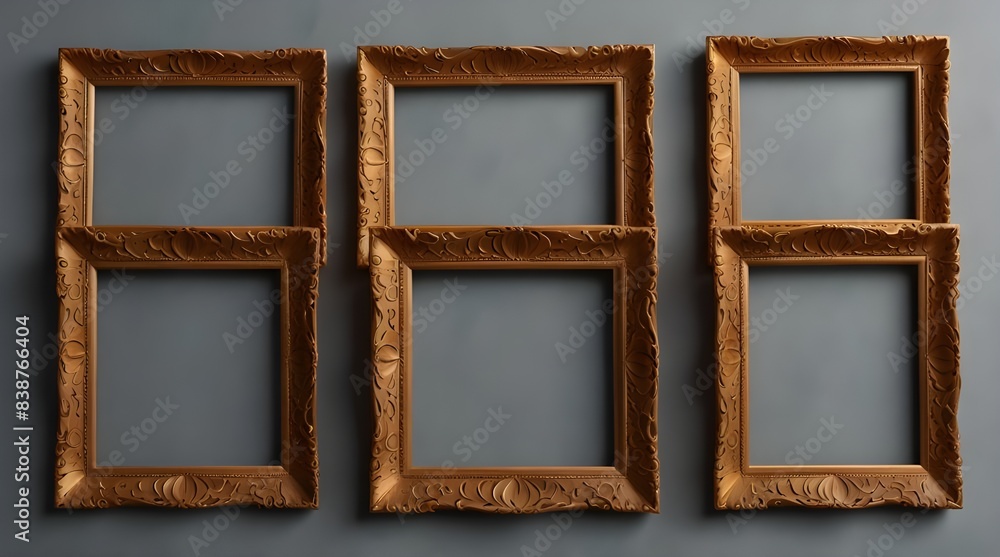 Set of square photo frames with openwork floral patter.generative.ai Set of square photo frames with openwork floral patter.generative.ai