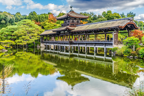 Colorful East Lake Pond Peace Bridge Heian Shinto Shrine Kyoto Japan