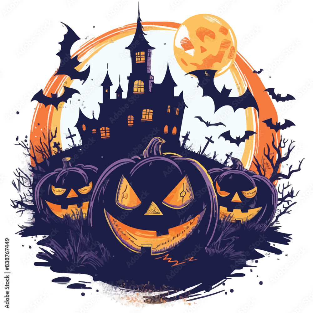 Fototapeta premium Helloween vector illustration for t-shirt 