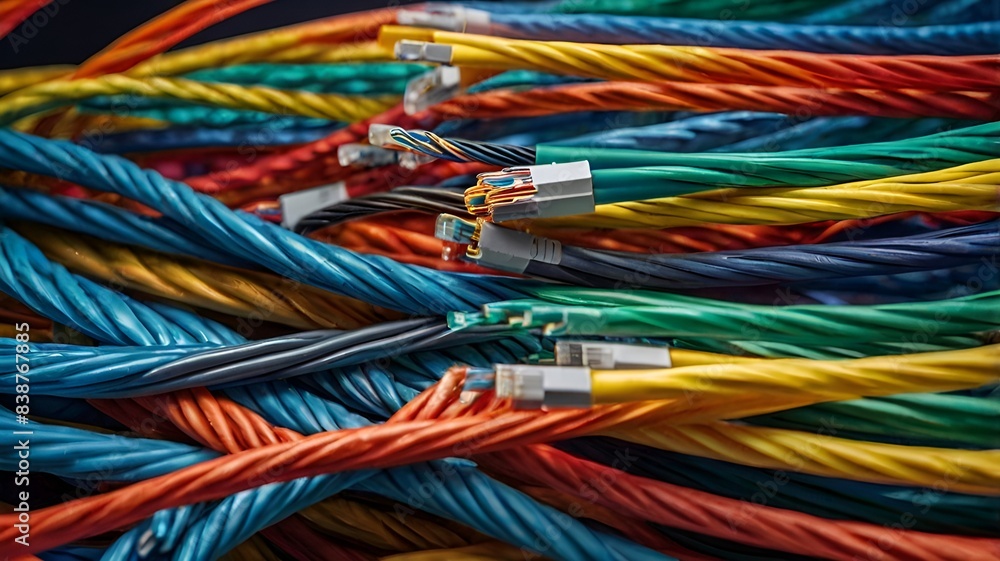 Granater AI A close-up of a colorful wire bundle, showcasing a vibrant mix of wires intertwined together. Granater AI A close-up of a colorful wire bundle, showcasing a vibrant mix of wires intertwined together.