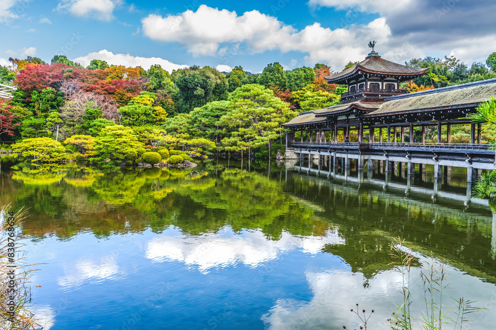 Colorful East Lake Pond Peace Bridge Heian Shinto Shrine Kyoto Japan