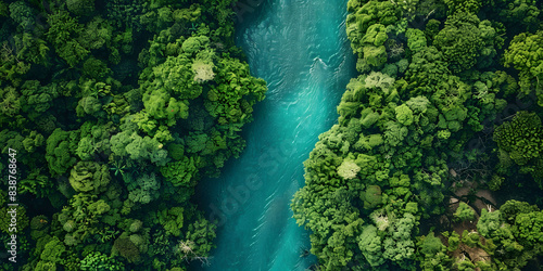 Majestic Turquoise River Running Through Forest