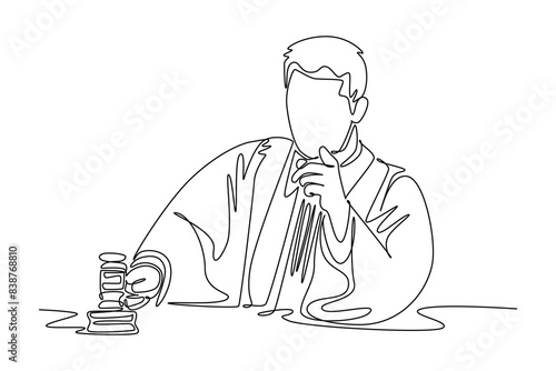 Law concept. Single line draw design. Full length animation illustration. High quality 4k footage.