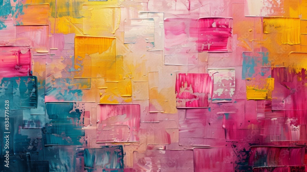Vibrant abstract painting composed of colorful blocks, creating a dynamic and eye-catching background perfect for social media and wallpaper, AI Generative. Vibrant abstract painting composed of colorful blocks, creating a dynamic and eye-catching background perfect for social media and wallpaper, AI Generative.