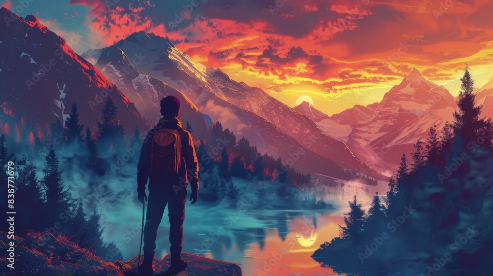 Fototapeta premium Outdoor Adventure Illustration