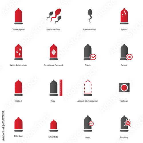 Condom icon set. Safe sex icon vector illustration.	