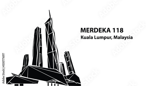 Photography Merdeka 118 Tower and Cityscape Silhouette - Modern Architecture in Kuala Lumpur Malaysia