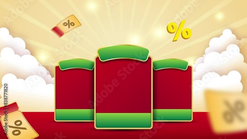 Colorful Promotional Banner with Discount Tags and Podiums 4k animation motion graphics