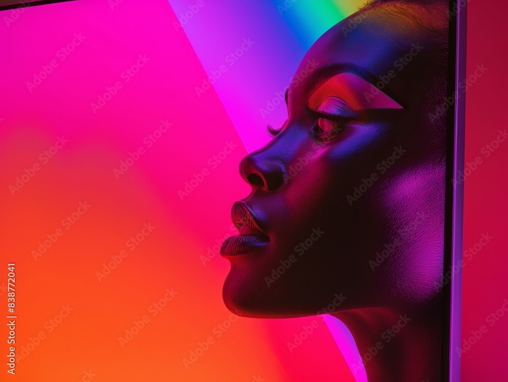Ultrathin OLED screen displaying vibrant colors, front view, showcasing cuttingedge display technology, advanced tone, Complementary Color Scheme Ultrathin OLED screen displaying vibrant colors, front view, showcasing cuttingedge display technology, advanced tone, Complementary Color Scheme