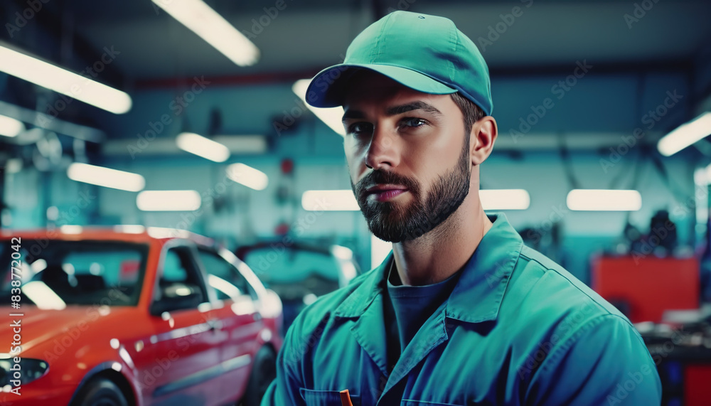 a male mechanic. The guy works in the garage. a man is repairing a car. the guy in the car repair shop. a male car mechanic a male mechanic. The guy works in the garage. a man is repairing a car. the guy in the car repair shop. a male car mechanic