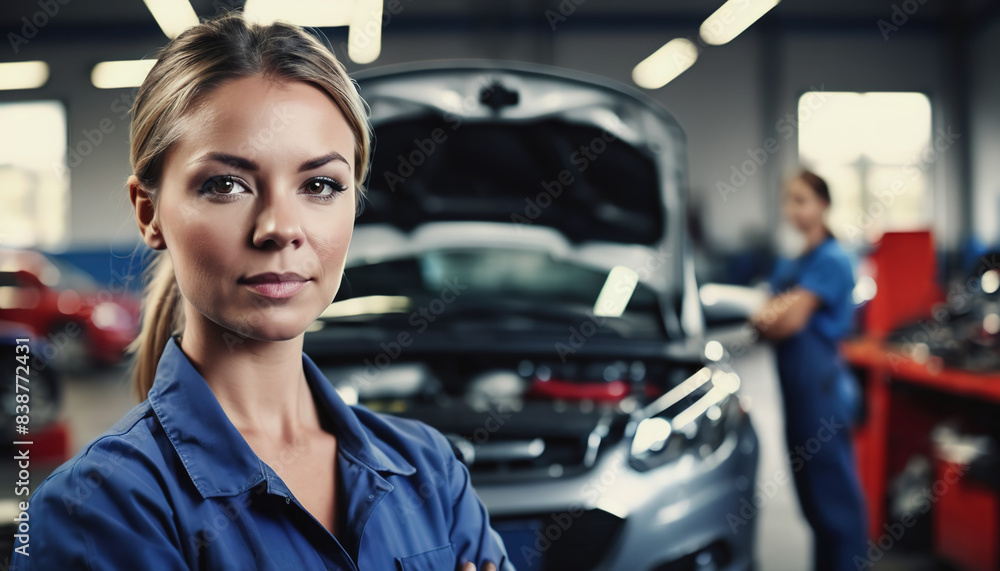 The girl is a mechanic. the woman works in the garage. the girl is repairing the car. a woman in an auto repair shop. The car mechanic girl The girl is a mechanic. the woman works in the garage. the girl is repairing the car. a woman in an auto repair shop. The car mechanic girl