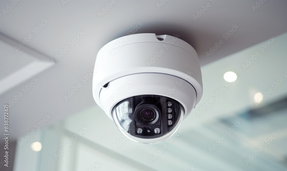 White CCTV in a bright modern interior White CCTV in a bright modern interior