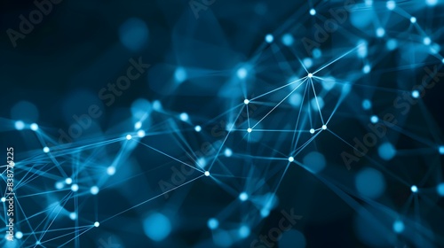 Abstract connected dots and lines on blue background