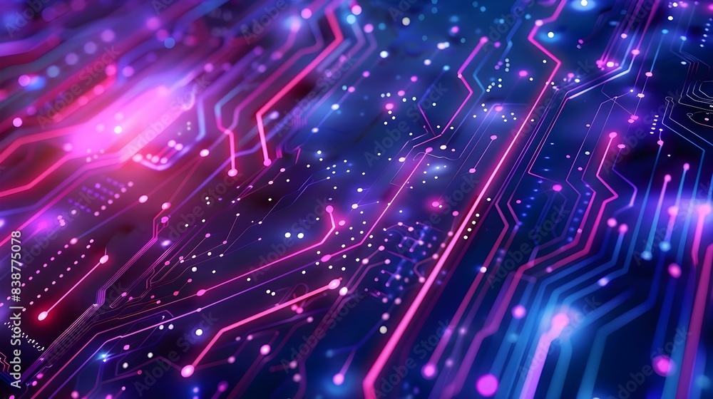 Fototapeta premium Blue and Purple Technology Background with Circuit Design
