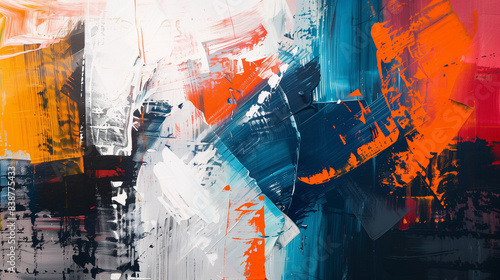 Abstract brushstrokes with expressive textures and vibrant colors.