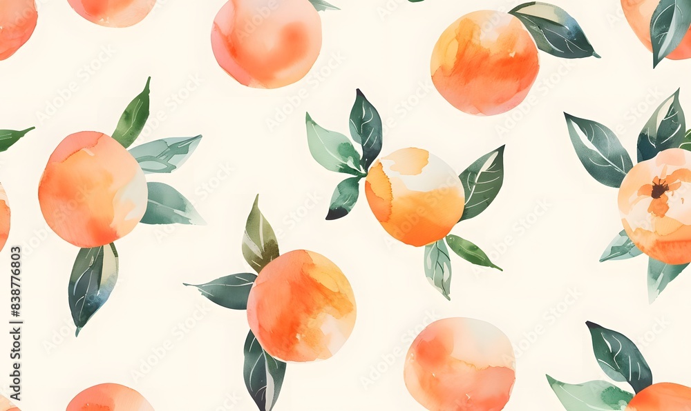 Obraz premium watercolor vector illustration various peach and minimalist pattern ivory background, Generative AI
