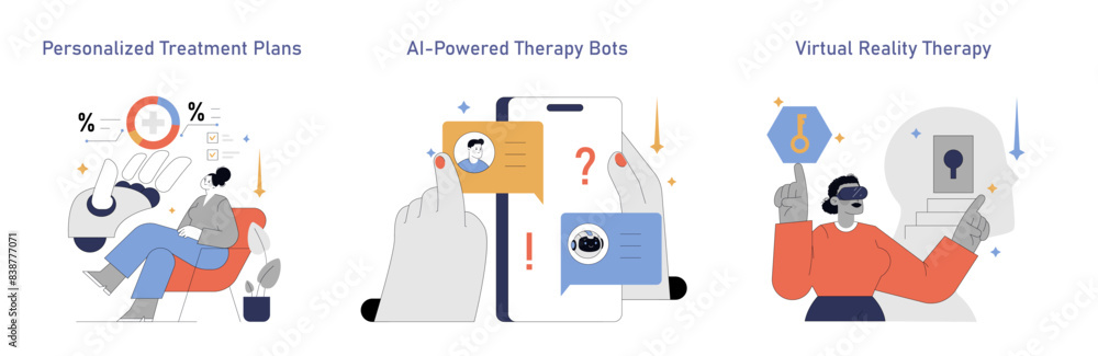 AI In Psychology. Flat Vector Illustration AI In Psychology. Flat Vector Illustration