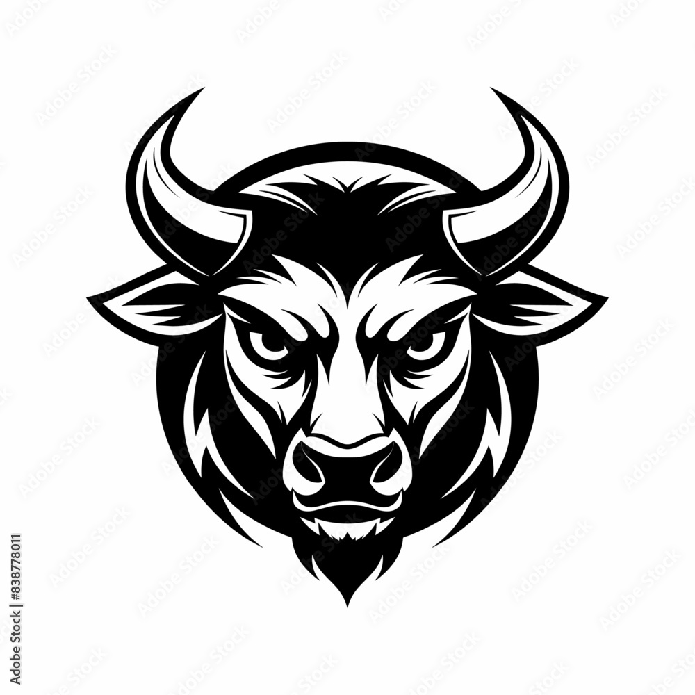 Angry taurus head minimalist black logo silhouette vector illustration Angry taurus head minimalist black logo silhouette vector illustration