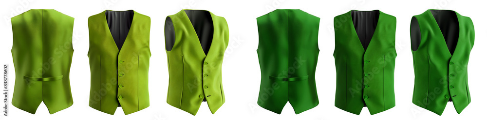 2 Set of dark light green lime tailored smart suit vest button ...
