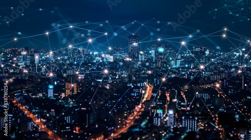 Wallpaper Mural Modern city with wireless network connection Torontodigital.ca