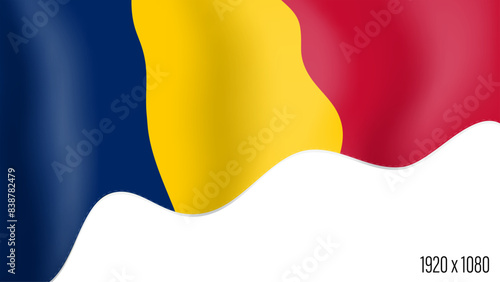 Chad country flag realistic independence day background. Chad commonwealth banner in motion waving, fluttering in wind. Festive patriotic HD format template for independence day