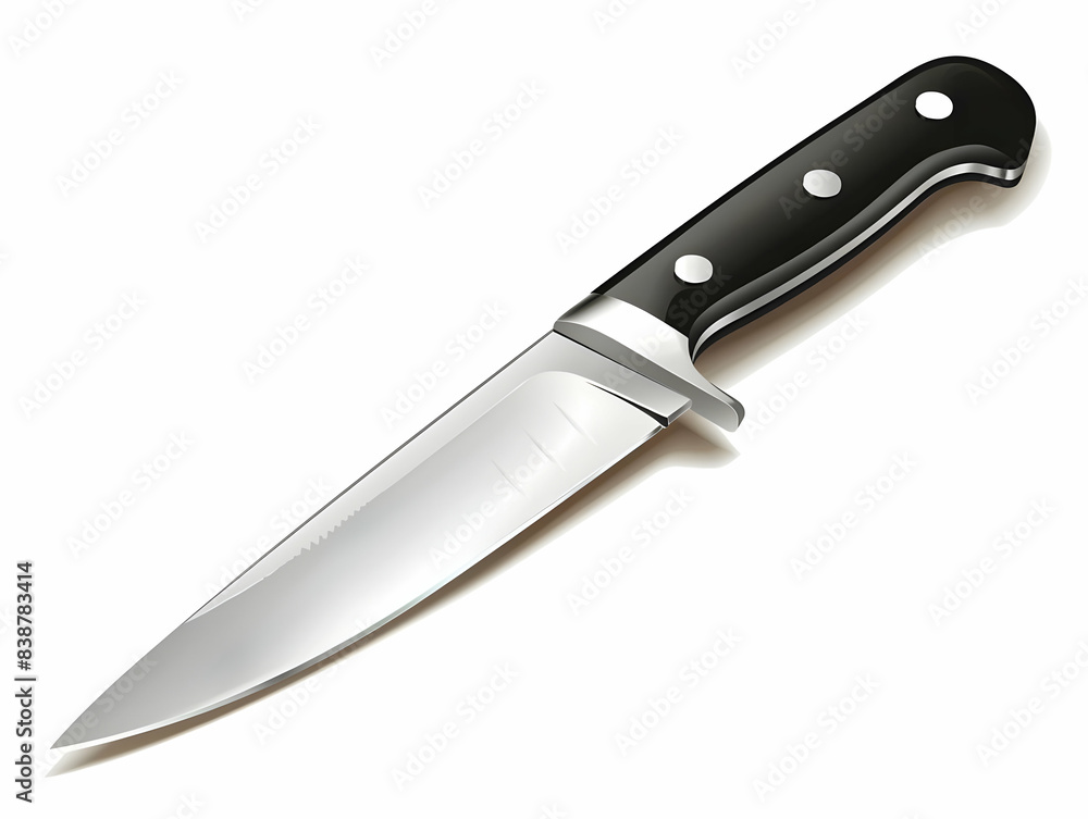 High-quality sharp kitchen knife with a black handle and stainless steel blade. Perfect for slicing and dicing in culinary tasks. High-quality sharp kitchen knife with a black handle and stainless steel blade. Perfect for slicing and dicing in culinary tasks.