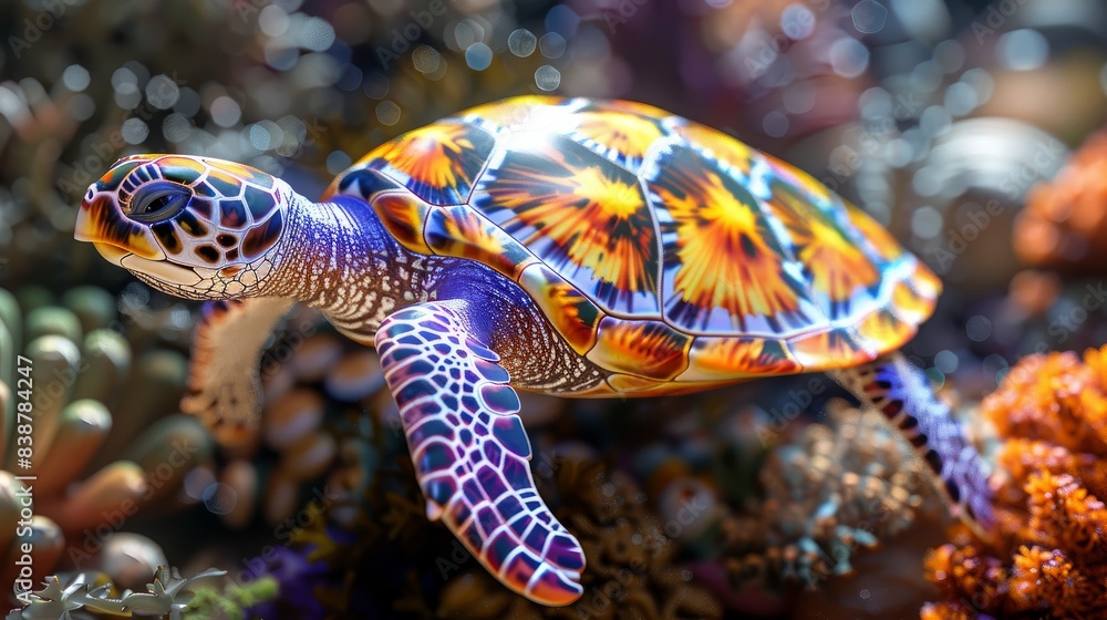 Close-up of a sea turtle. Solitary. Close-up of a sea turtle. Solitary.