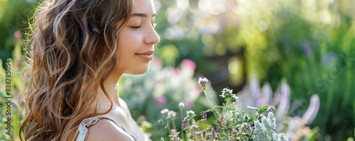 Woman enjoying nature s bou...