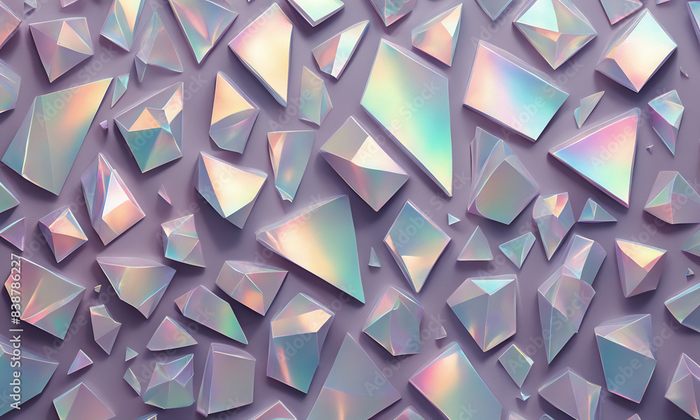 Abstract iridescent background with crystal shapes