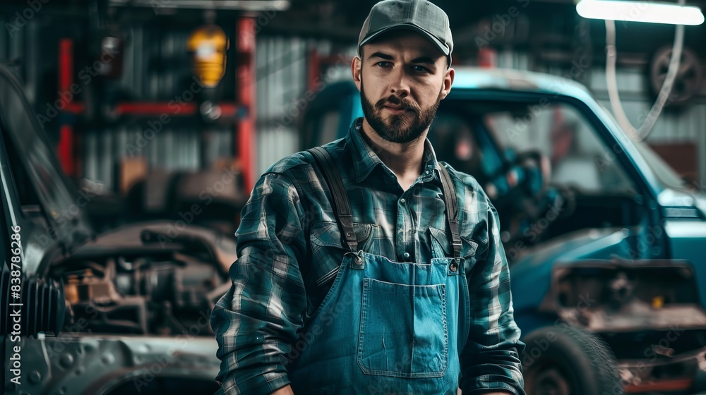 Mechanic at Work in a Busy Workshop Generative AI Mechanic at Work in a Busy Workshop Generative AI