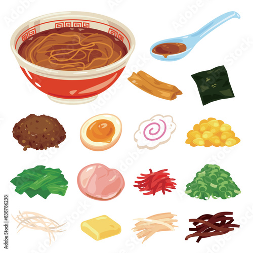 素ラーメンとラーメンのトッピングセット