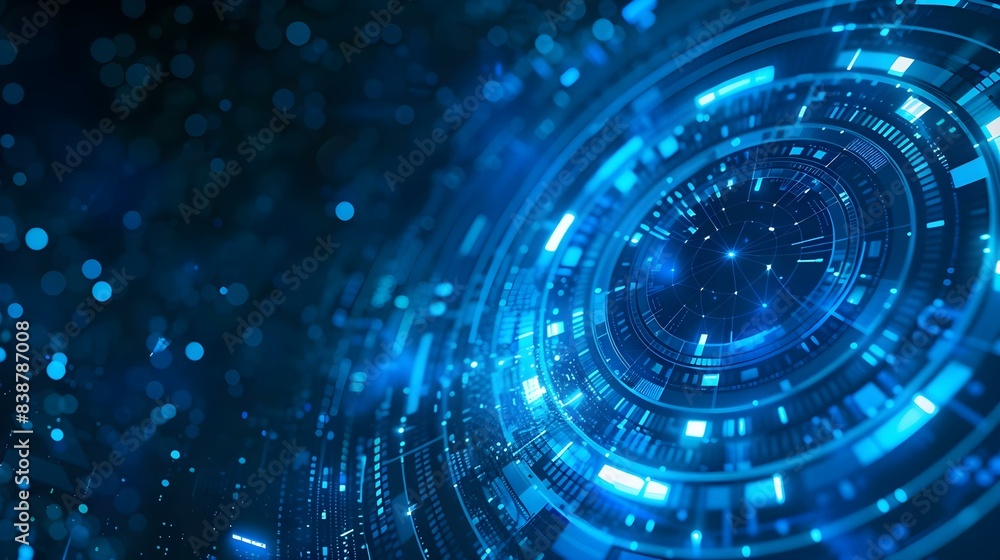 Fototapeta premium Blue technology background with abstract digital tech elements
