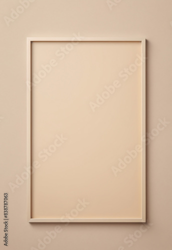 Blank photo frame, beige background