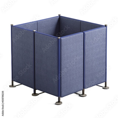 Modern office design integrates neutral fabric partitions for sound absorption, promoting efficient workspaces and collaboration among 3d render Simple office partition isolated on white background